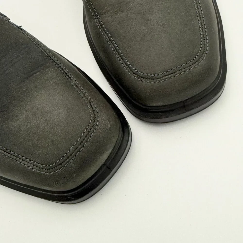 Ecco Helsinki II Matte Gray Leather Slip On Loafers - EU 42 / US Men 8-8.5